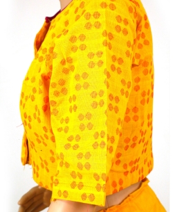 Yellow Handloom Cotton Thread Work Blouses