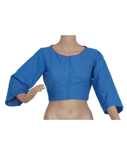 Blue Handloom Cotton Thread Work Blouses