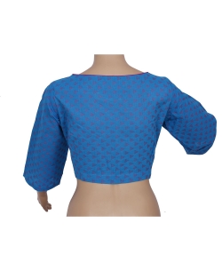 Blue Handloom Cotton Thread Work Blouses
