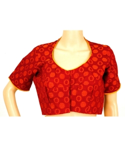 Red Handloom Cotton Thread Work Blouses