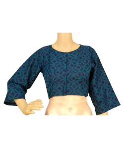 Blue Handloom Cotton Thread Work Blouses