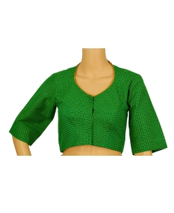 Green Handloom Cotton Thread Work Blouses