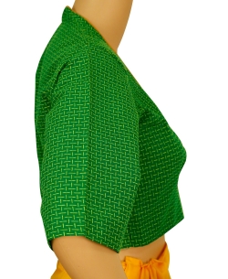 Green Handloom Cotton Thread Work Blouses