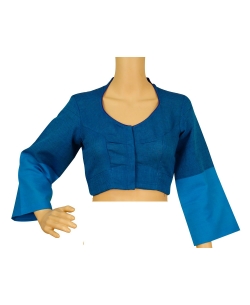 Blue Handloom Cotton Thread Work Blouses