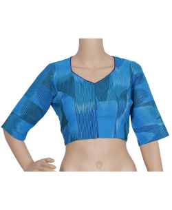 Blue Handloom Cotton Thread Work Blouses