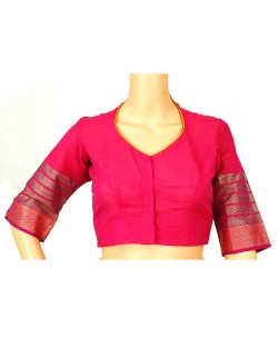 Pink Handloom Cotton Thread Work Blouses