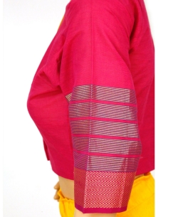 Pink Handloom Cotton Thread Work Blouses