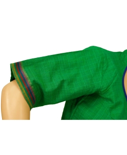 Green Handloom Cotton Thread Work Blouses