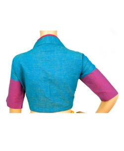 Blue Handloom Cotton Thread Work Blouses