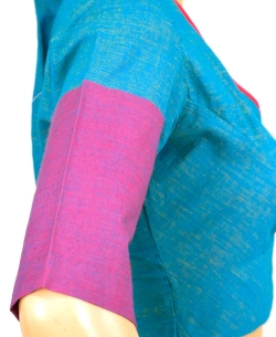Blue Handloom Cotton Thread Work Blouses