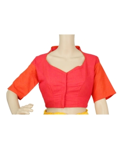 Pink Handloom Cotton Thread Work Blouses