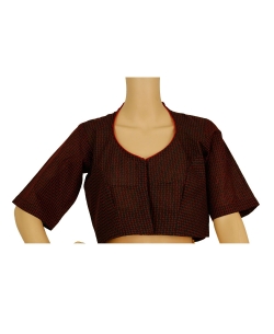 Black Handloom Cotton Thread Work Blouses