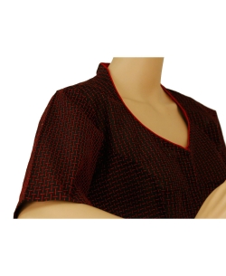 Black Handloom Cotton Thread Work Blouses