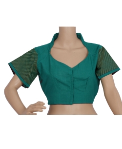 Green Handloom Cotton Thread Work Blouses