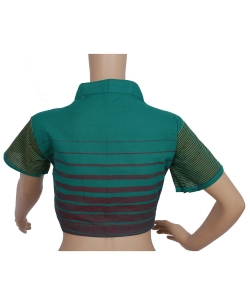 Green Handloom Cotton Thread Work Blouses