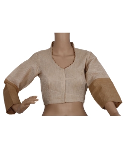Beige Handloom Cotton Thread Work Blouses
