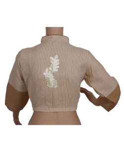 Beige Handloom Cotton Thread Work Blouses