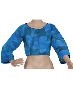 Blue Handloom Cotton Thread Work Blouses