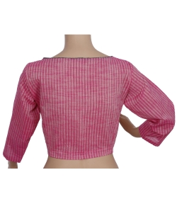 Pink Handloom Cotton Thread Work Blouses
