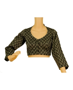 Black And Grey Handloom Cotton Thread Work Blouses