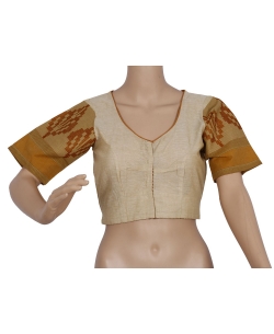Beige Handloom Cotton Thread Work Blouses