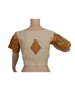 Beige Handloom Cotton Thread Work Blouses