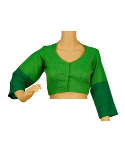 Green Handloom Cotton Thread Work Blouses