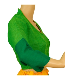 Green Handloom Cotton Thread Work Blouses