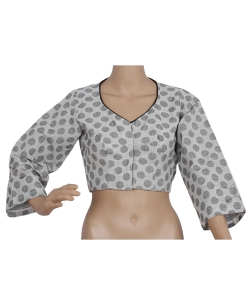 Black And White Handloom Cotton Thread Work Blouses