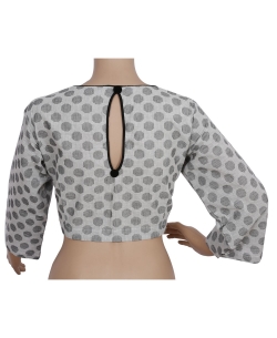 Black And White Handloom Cotton Thread Work Blouses