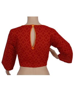 Red And Orange Handloom Cotton Thread Work Blouses