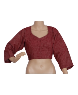 Maroon Handloom Cotton Thread Work Blouses