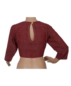 Maroon Handloom Cotton Thread Work Blouses