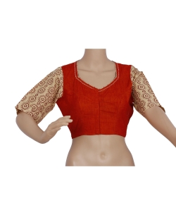 Red Handloom Cotton Thread Work Blouses