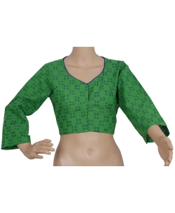 Green Handloom Cotton Thread Work Blouses