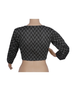 Black And Grey Handloom Cotton Thread Work Blouses