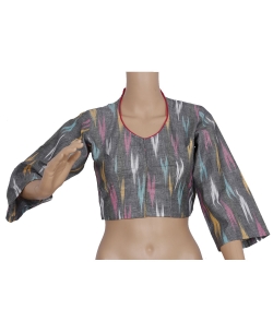Grey Ikat Cotton Ikat Blouses