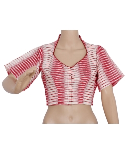 Red And White Ikat Cotton Ikat Blouses