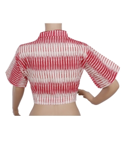 Red And White Ikat Cotton Ikat Blouses