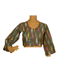 Grey Ikat Cotton Ikat Blouses