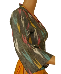 Grey Ikat Cotton Ikat Blouses
