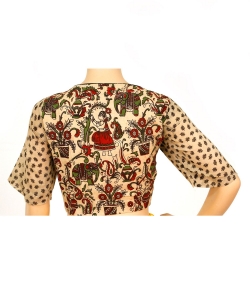 Beige Kalamkari Cotton Kalamkari Blouses