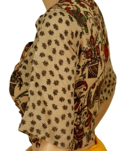 Beige Kalamkari Cotton Kalamkari Blouses