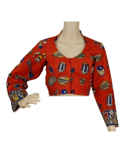 Red Kalamkari Cotton Kalamkari Blouses
