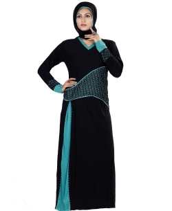 Black Lycra Lace Style Abaya