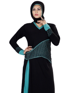 Black Lycra Lace Style Abaya