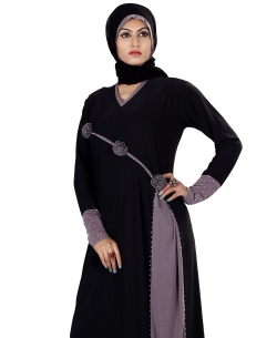 Black Lycra Stones, Crystals Abaya