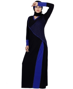 Black Lycra Lace Style Abaya