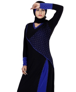 Black Lycra Lace Style Abaya