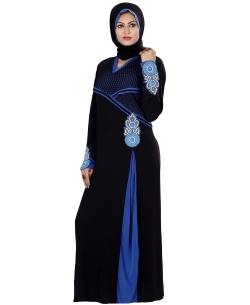 Black Lycra Stones, Crystals Abaya
